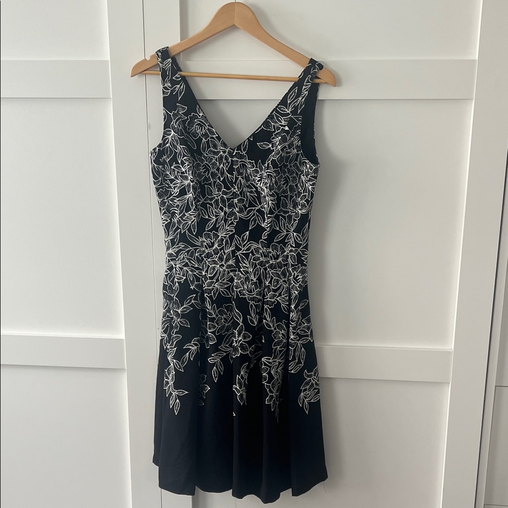 Ralph Lauren Black Dress with White Leaf Pattern
